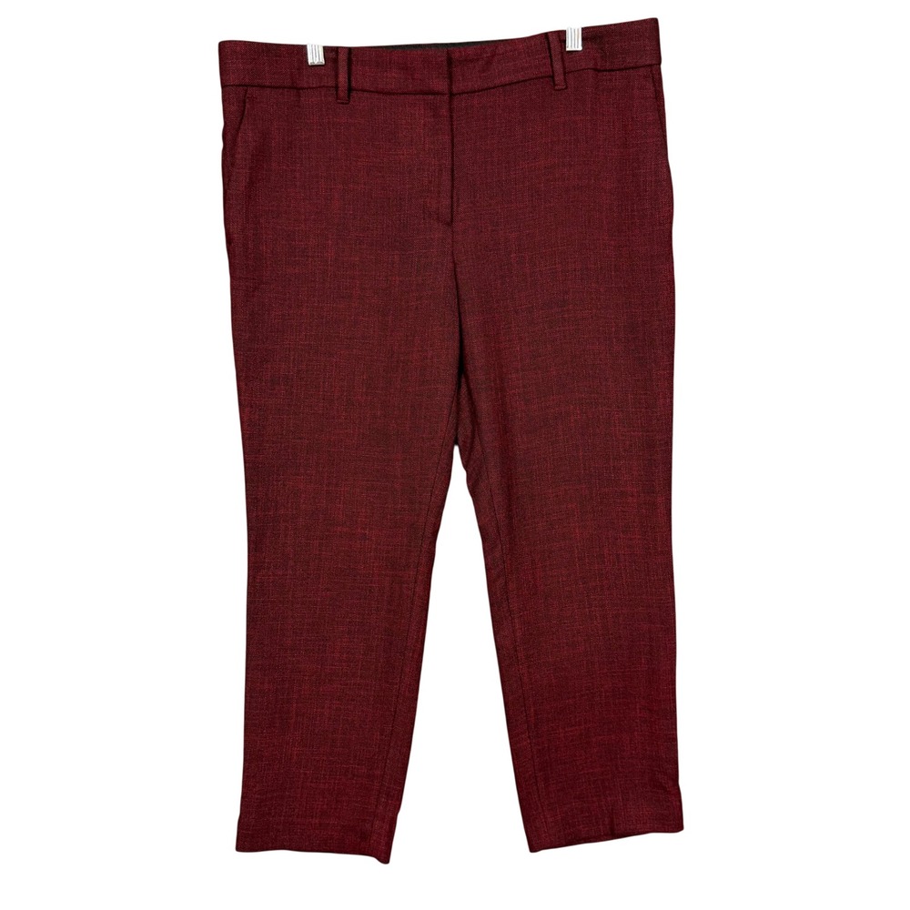 Ann‎ Taylor Devin Fit Ankle Pants Womens 14 Red High Rise Textured Career NWT